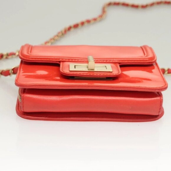 CHANEL Chain Shoulder Wallet Enamel Orange Gold - Picture 8 of 16